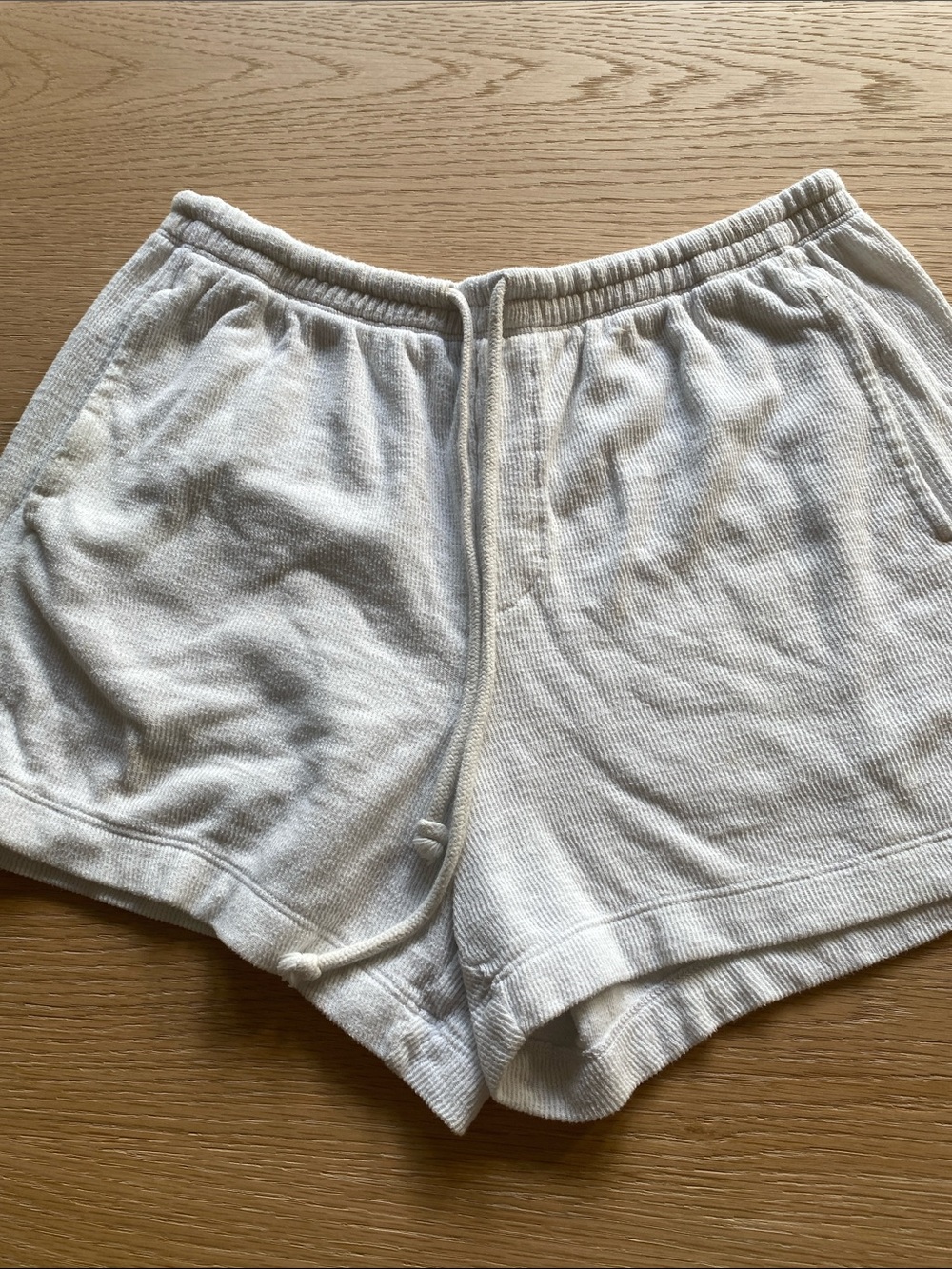 aerie White French terry Ribbed Drawstring Lounge Shorts